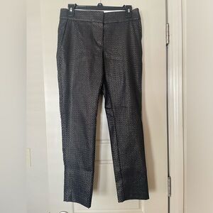 Loft Marissa skinny cropped stretch pants, black with gold metallic 6p